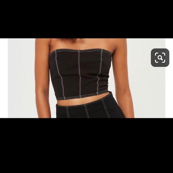 TOPSHOP Black Crop Top Sz 12 - Picture 1 of 7